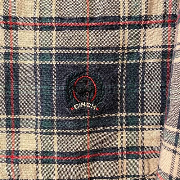 Cinch Cotton Long Sleeve Button Down Collard Checked Mens Shirt Size XL - Picture 2 of 6